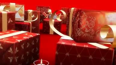 温馨圣诞红色蜡烛礼物节日喜庆视频素材视频的预览图